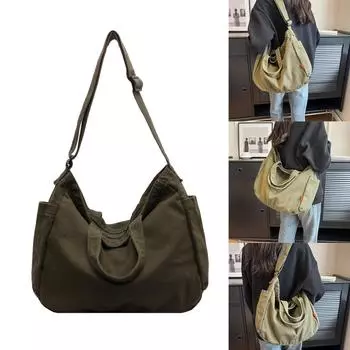 Сумка через плечо из холста в японском стиле для женщин и мужчин, винтажные сумки через плечо зелёный