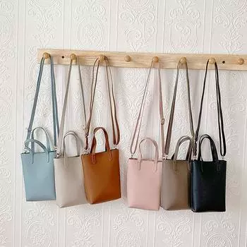 Сумка через плечо из искусственной кожи, большая вместимость, многофункциональная сумка для телефона, корейский стиль, однотонная сумка-тоут, женская сумка через плечо