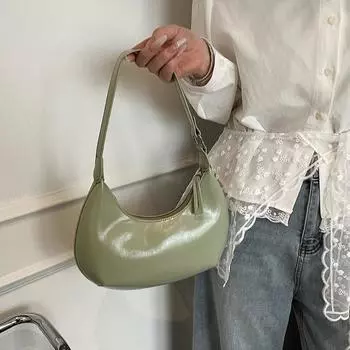 Сумка через плечо из искусственной кожи, большая вместимость, женская сумка-хобо, сумка через плечо Moon Underarm Bag для женщин хаки