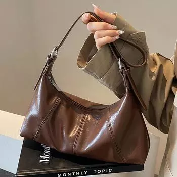 Сумка через плечо из искусственной кожи для женщин, модная, большая вместимость, универсальные сумки через плечо для поездок на работу, текстурированные однотонные сумки (30cm<Max Length<50cm)