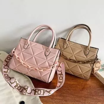 Сумка через плечо из искусственной кожи для женщин с цепочкой и бриллиантовым украшением, большая вместимость, женственная, модная, для девочек