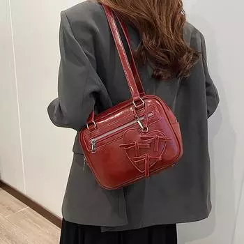 Сумка через плечо из искусственной кожи для женщин, новая корейская сумка через плечо с бантом в форме любви и текстурой