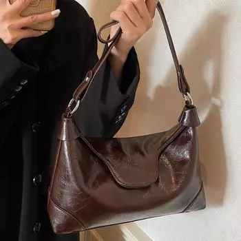 Сумка через плечо из искусственной кожи для женщин, сумка-хобо через плечо, модная повседневная сумка для работы коричневый