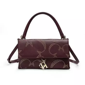 Сумка через плечо из искусственной кожи для женщин, чистый цвет, золотые заклепки, премиальный дизайн одежды