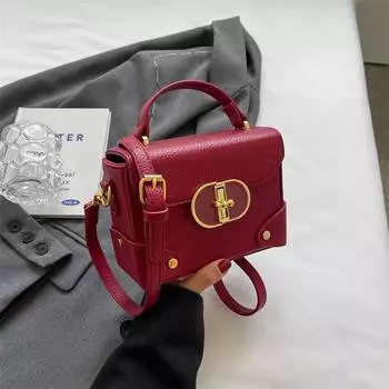 Сумка через плечо из искусственной кожи, квадратная, с металлической пряжкой, элегантная, для отдыха, французская сотня