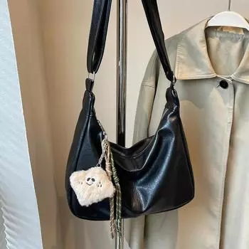 Сумка через плечо из искусственной кожи на молнии, однотонная, большой емкости, популярная модная сумка, мягкая, универсальная, модная, сумка через плечо, высокое качество