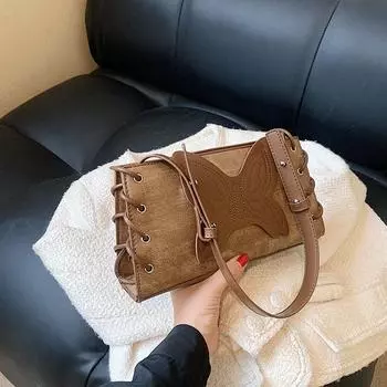 Сумка через плечо из искусственной кожи с бабочкой для женщин, осень-зима, модная женская ретро-сумка однотонного цвета, сумки через плечо