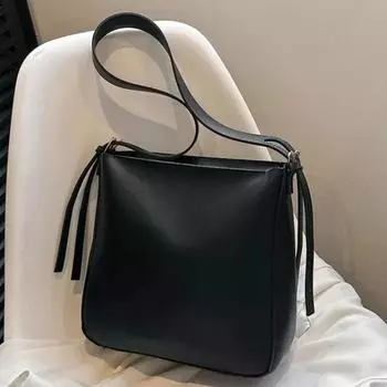 Сумка через плечо из искусственной кожи с застежкой-молнией и пряжкой, простая модная сумка через плечо, мягкая, простая, многофункциональная сумка чёрный