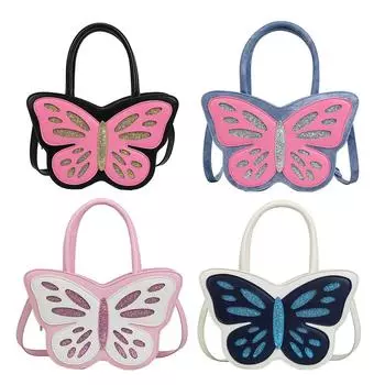 Сумка через плечо из искусственной кожи с застежкой-молнией и вырезом в виде бабочки сверху, сумка в форме коробки, универсальная сумка-тоут, милая сумка для девочек синий