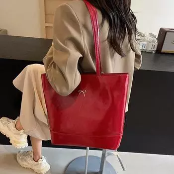 Сумка через плечо из искусственной кожи с дугой, однотонная, на молнии, универсальная, модная, мягкая, простая, женская сумка через плечо