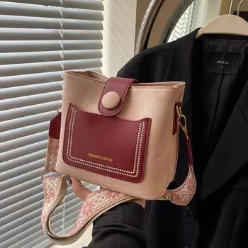 Сумка через плечо из искусственной кожи с контрастным рисунком, модная и популярная, подходит для повседневного использования женщинами