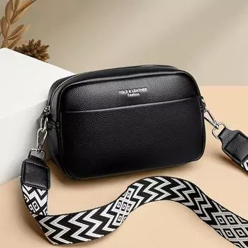 Сумка через плечо из искусственной кожи с принтом личи, женская летняя сумка с широким ремнем, женская сумка на одно плечо чёрный