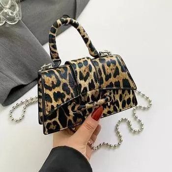 Сумка через плечо из искусственной кожи с короткой ручкой, мини-кошелек для монет, сумка в стиле песочных часов, винтажная дизайнерская, с леопардовым принтом, роскошная мода