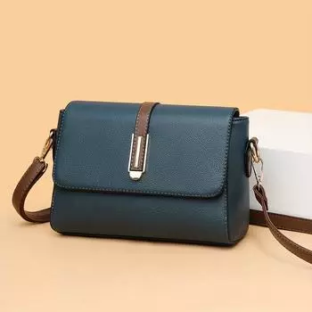 Сумка через плечо из искусственной кожи в стиле ретро, контрастная сумка через плечо, женская сумка с клапаном на каждый день 22*9.5*16cm чёрный