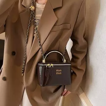 Сумка через плечо из искусственной кожи в стиле ретро с цепочкой для женщин, маленькая сумка через плечо с молнией чёрный