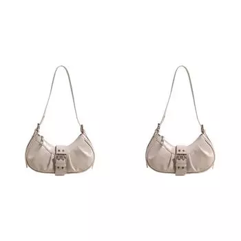 Сумка через плечо из искусственной кожи Y2K для женщин, плиссированная сумка через плечо для путешествий (белый)