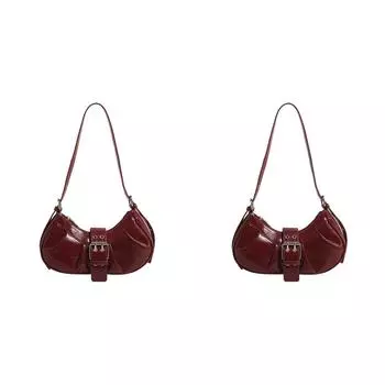 Сумка через плечо из искусственной кожи Y2K для женщин, плиссированная сумка через плечо для путешествий (красный)