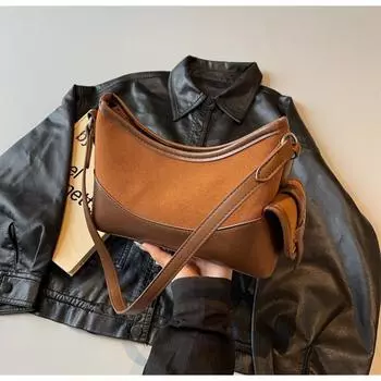 Сумка через плечо из искусственной замши и полиуретана в форме полумесяца, осенне-зимние новые стили, популярная модная сумка через плечо для женщин