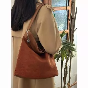 Сумка через плечо из искусственной замши Niche Design, женская, в стиле ретро, минималистская, высокого класса, сумка-тоут Lazy Wind коричневый