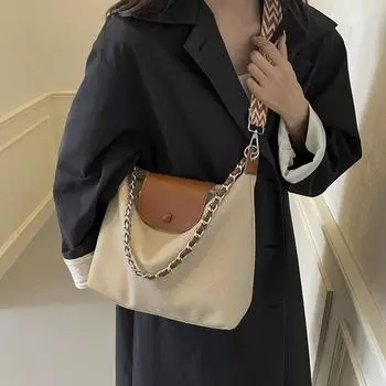 Сумка через плечо из комбинированного цветного полиуретана и ткани для женщин, квадратная застежка-молния, вместительная, роскошная сумка через плечо для женщин