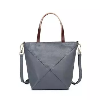 Сумка через плечо из коровьей кожи первого слоя, большая вместительная сумка-тоут из натуральной кожи, женская складная сумка-ведро геометрической формы