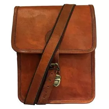 Сумка через плечо из козьей кожи ручной работы для женщин и мужчин (коричневый) 11 x 15 x 5 in коричневый