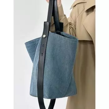 Сумка через плечо из ленивого денима, женская, новая летняя, вместительная, сумка-мессенджер под мышкой, универсальная сумка-тоут синий