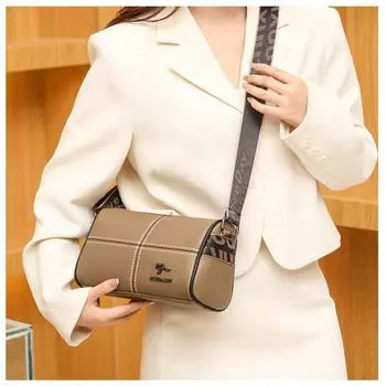 Сумка через плечо из мягкой искусственной кожи, модная, сшитая, женская, однотонная, трендовая, ретро, повседневная, сумка через плечо чёрный