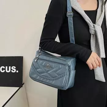 Сумка через плечо из мягкой кожи для мам, женская сумка среднего возраста, большая вместимость чёрный