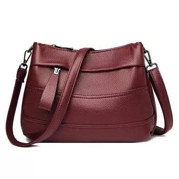 Сумка через плечо из мягкой кожи, сумка для матери среднего возраста, большая вместительная сумка на одно плечо, длина 26 см, ширина 10 см, высота 20 см кларет