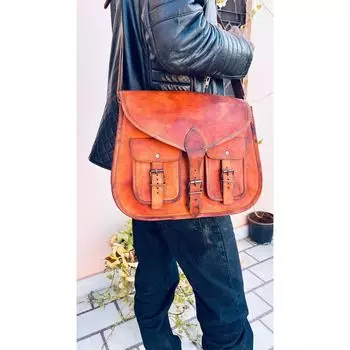 Сумка через плечо из мягкой натуральной кожи, ограниченный выпуск 10 x 13 in коричневый