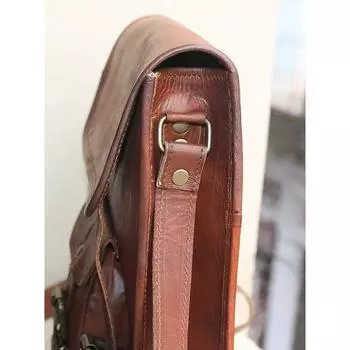 Сумка через плечо из натуральной козьей кожи для ноутбука ручной работы 11 x 15 x 4 in коричневый