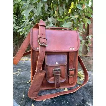 Сумка через плечо из натуральной кожи для iPod/планшета, винтажная сумка-мессенджер ручной работы для планшета-iPad для женщин и мужчин, индивидуальный подарок 11 x 9 x 3 in коричневый