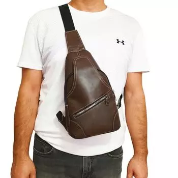 Сумка через плечо из натуральной кожи Lederax Нагрудная сумка с двойным ремешком Сумка для тела