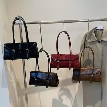 Сумка через плечо из натуральной кожи с масляным воском, вместительная, женская, осенне-зимняя, высокого класса, сумка подмышкой, портативная сумка-багет 32*11*14 коричневый