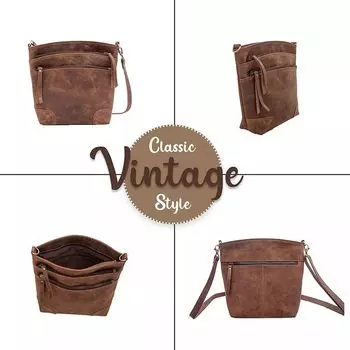 Сумка через плечо из натуральной кожи ручной работы для женщин, сумки-кошельки, сумка через плечо 11 x 10 x 4 in коричневый