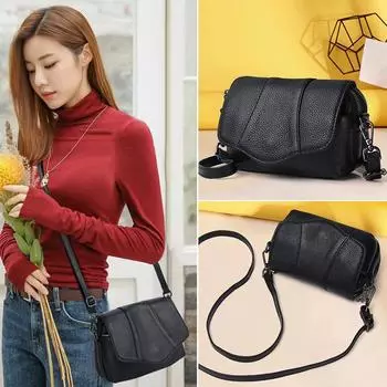 Сумка через плечо из натуральной кожи первого слоя из натуральной кожи с откидной крышкой, сумка для мобильного телефона из мягкой кожи