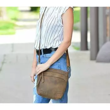 Сумка через плечо из натуральной кожи ручной работы для женщин, сумки-кошельки, сумка через плечо 11 x 10 x 4 in коричневый