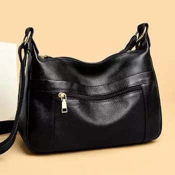 Сумка через плечо из натуральной кожи для женщин, большая вместимость, 100% кожаные сумки, сумка через плечо, женская модная сумка-тоут