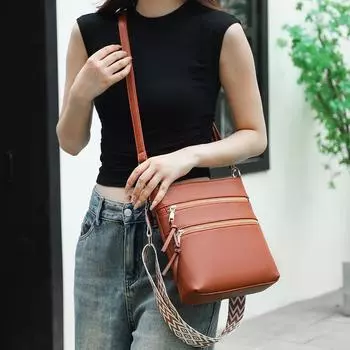 Сумка через плечо из натуральной кожи с застежкой-молнией, регулируемым ремнем, несколькими карманами, женская сумка для поездок на работу коричневый