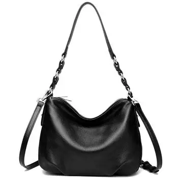 Сумка через плечо из натуральной кожи для женщин, однотонные сумки через плечо, большие сумки из мягкой коровьей кожи