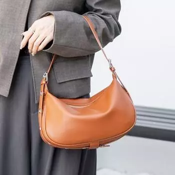 Сумка через плечо из натуральной кожи, сумка-пельмень, повседневная женская сумка через плечо Baotou Layer из коровьей кожи премиум-класса