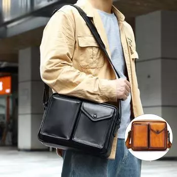 Сумка через плечо из натуральной кожи, мужская деловая сумка на одно плечо, сумка для компьютера из коровьей кожи, вместительная, модная мужская сумка