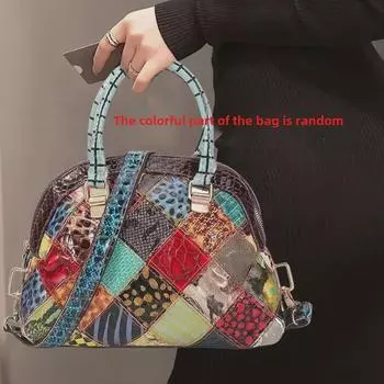 Сумка через плечо из натуральной кожи в стиле ретро в стиле бохо разноцветный