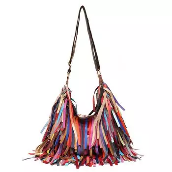 Сумка через плечо из натуральной овчины для женщин, большие повседневные сумки-хобо, сумки из кожи с крестообразным узором, цветные пэчворки