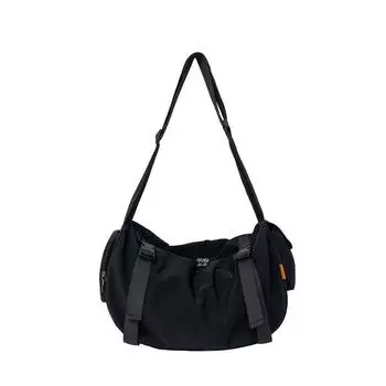 Сумка через плечо из нейлона на молнии для женщин, повседневная сумка через плечо, внутреннее отделение, сплошная строчка, большая вместимость