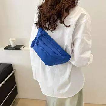 Сумка через плечо из нейлона на молнии, большая вместимость, поясная сумка, повседневная холщовая нагрудная сумка, уличная одежда синий