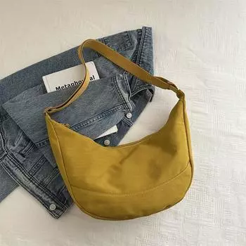 Сумка через плечо из нейлоновой ткани с большой емкостью для подмышек, для поездок на работу и обратно чёрный