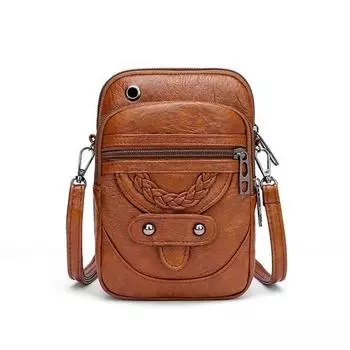 Сумка через плечо из новой фактурной кожи в стиле вестерн, в стиле ретро, маленькая сумка коричневый