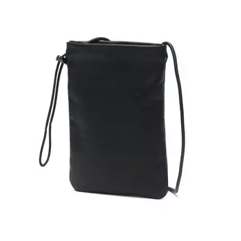 Сумка через плечо из овчины LWG Leather Mini Size Sacoche Drawstring Bag Black [Ultima Tokyo] Мужская [Io] № 11981